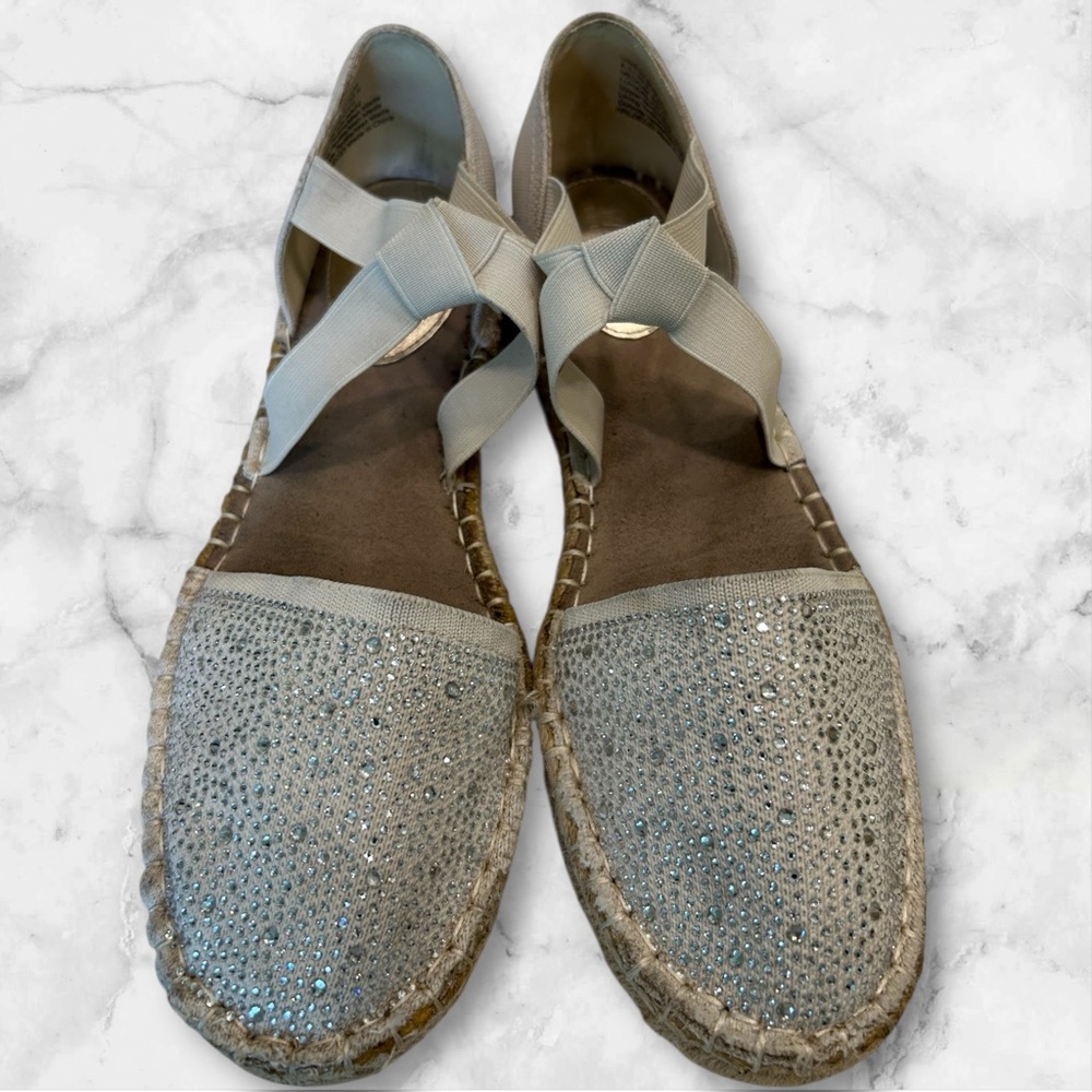 KENNETH COLE Natural Canvas LUNA Crystal Espadrille Elegant Flats Shoes Sz 8.5 - Picture 14 of 14